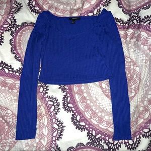 Long sleeve blue crop top